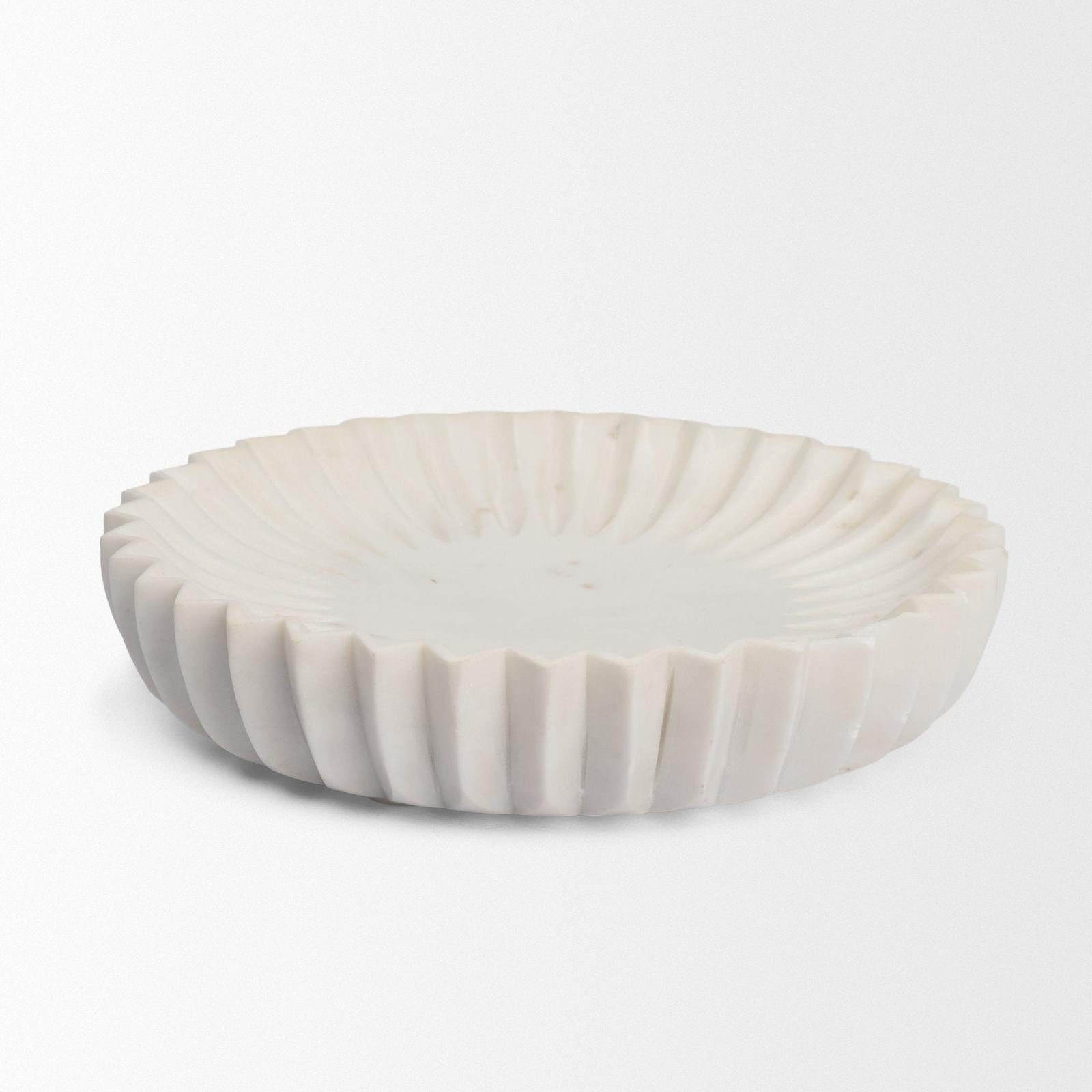 Mercana Fiora Marble Scalloped Decorative Bowl