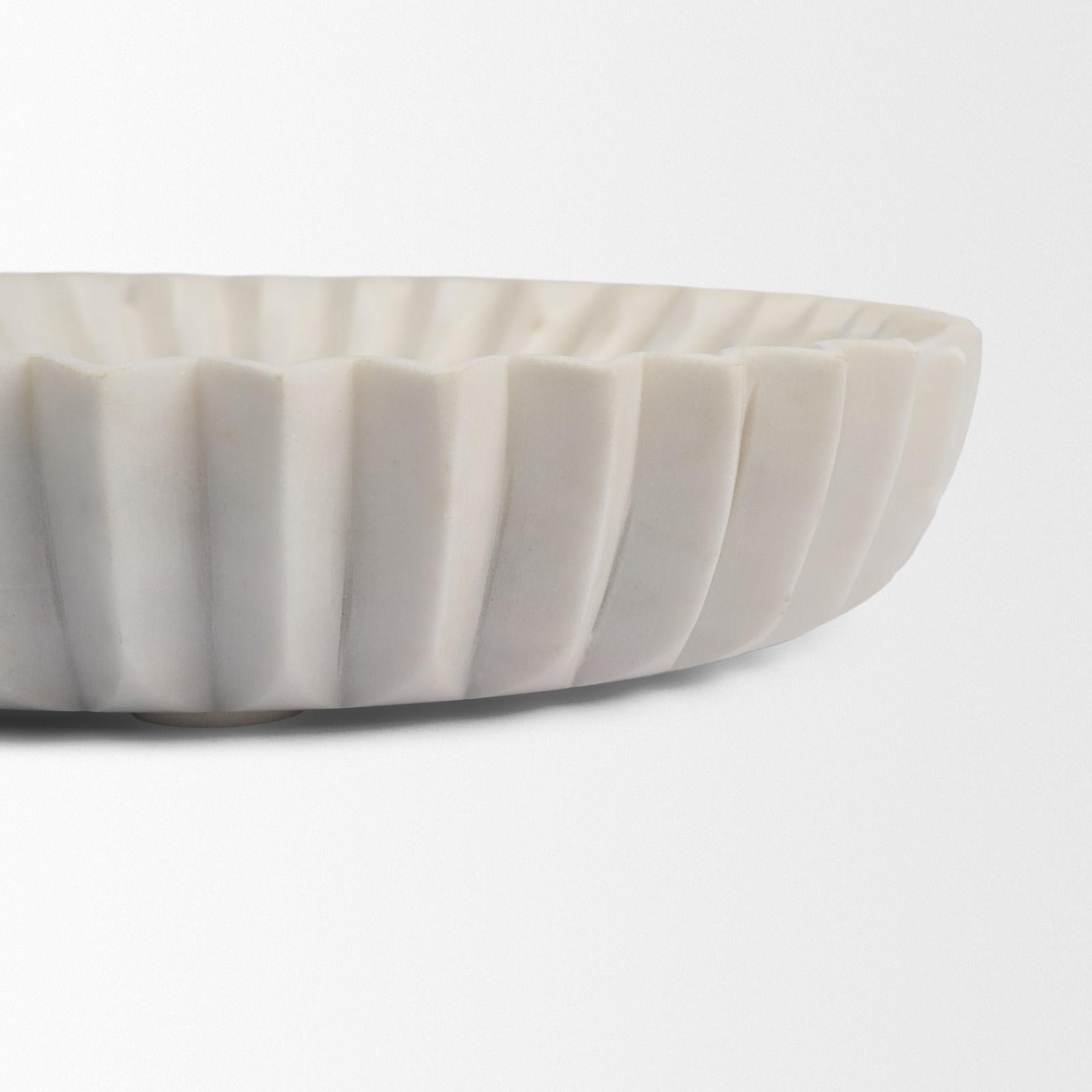 Mercana Fiora Marble Scalloped Decorative Bowl