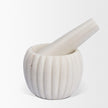 Mercana Cava Ribbed White Marble Mortar & Pestle