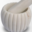 Mercana Cava Ribbed White Marble Mortar & Pestle