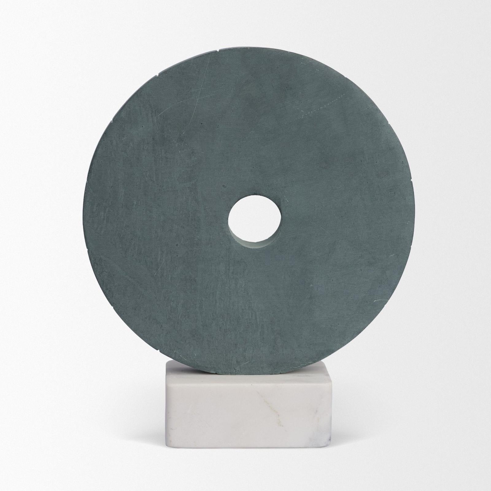 Mercana Orin Gray Marble Round Disc Decorative Object