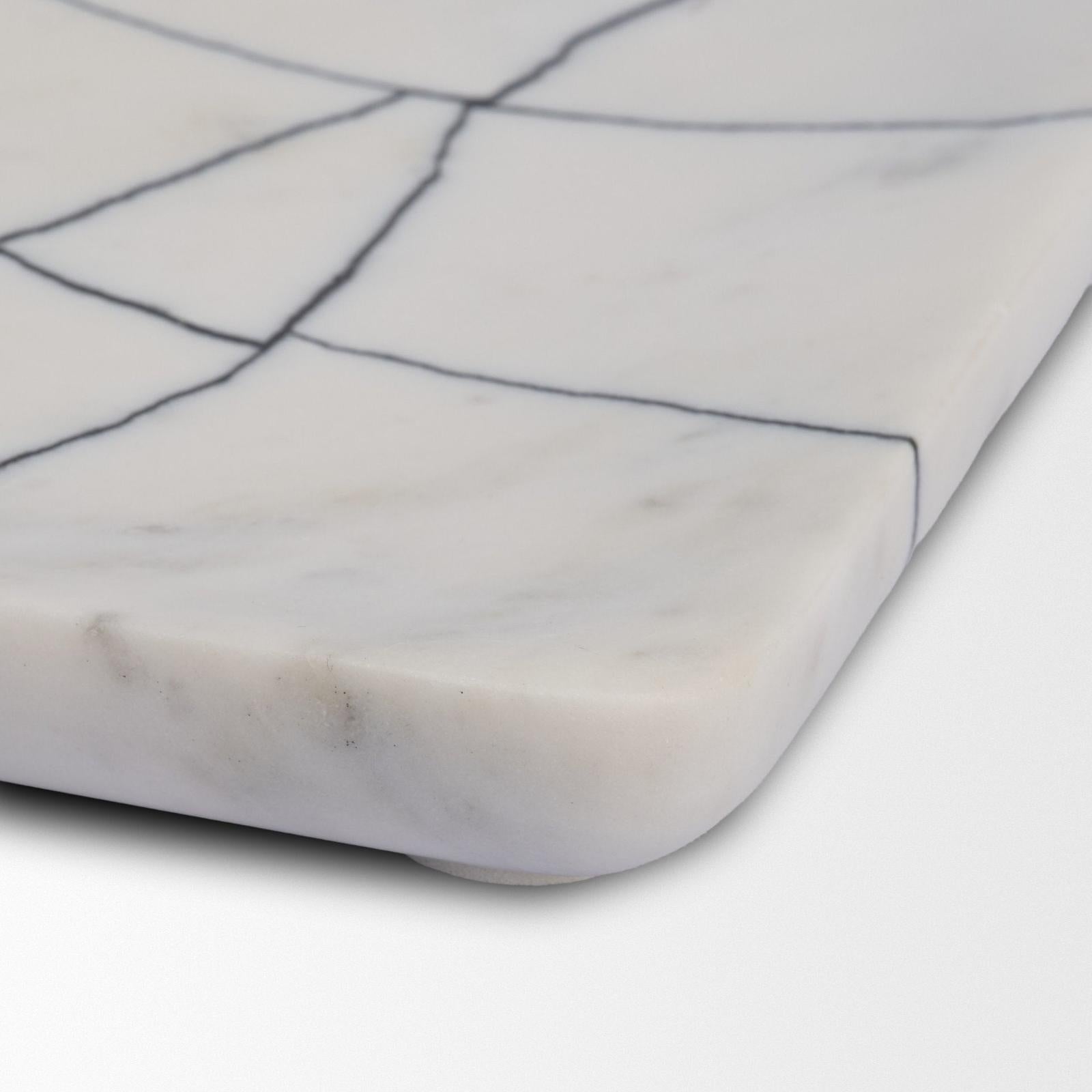 Mercana Tratto Rectangular White Marble Decorative Tray