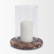 Mercana Bordo Red Marble w/ Glass Hurricane Candle Holder