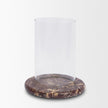 Mercana Bordo Red Marble w/ Glass Hurricane Candle Holder