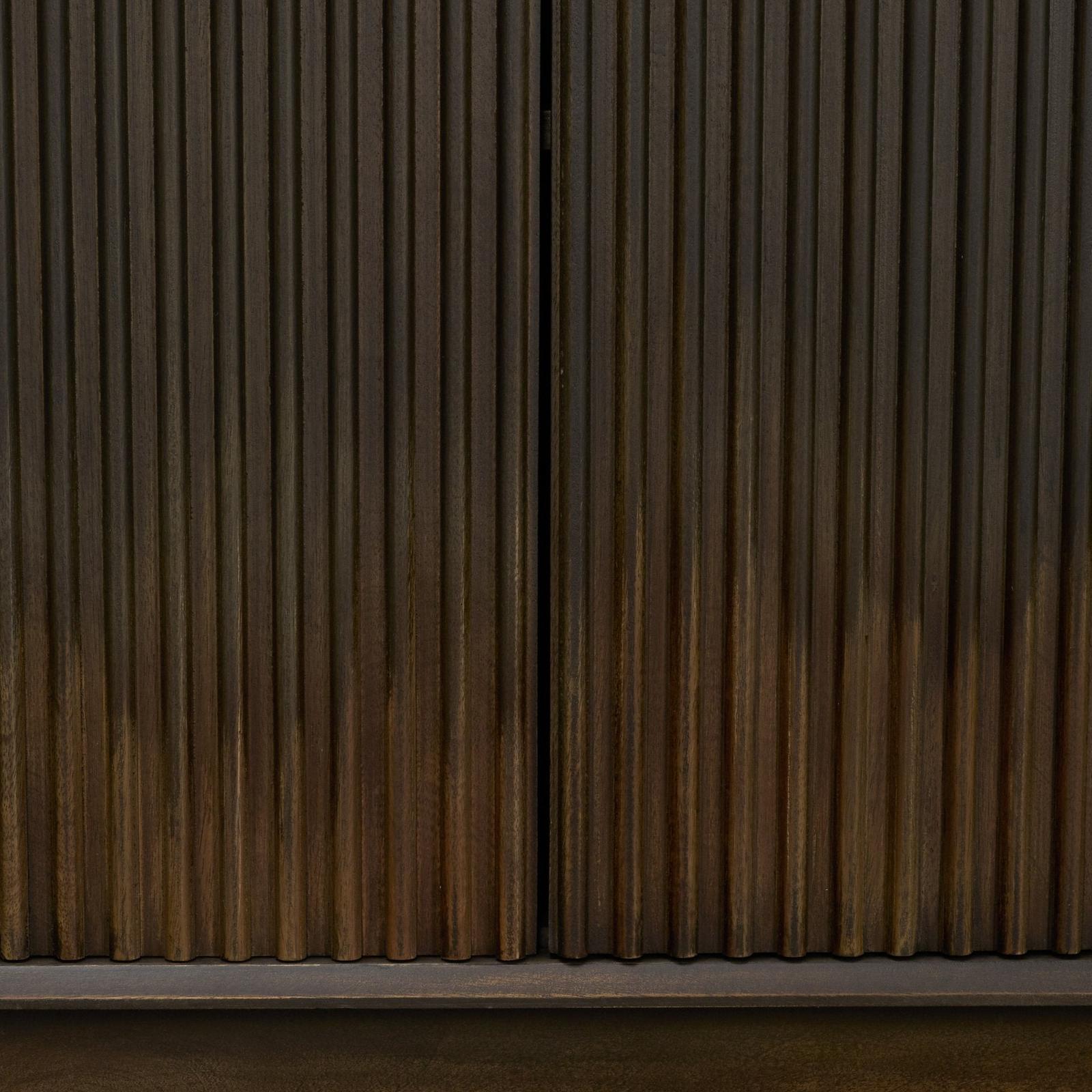 Mercana Cinder Distressed Dark Brown Wood Reeded 4-Door Closed Sideboard