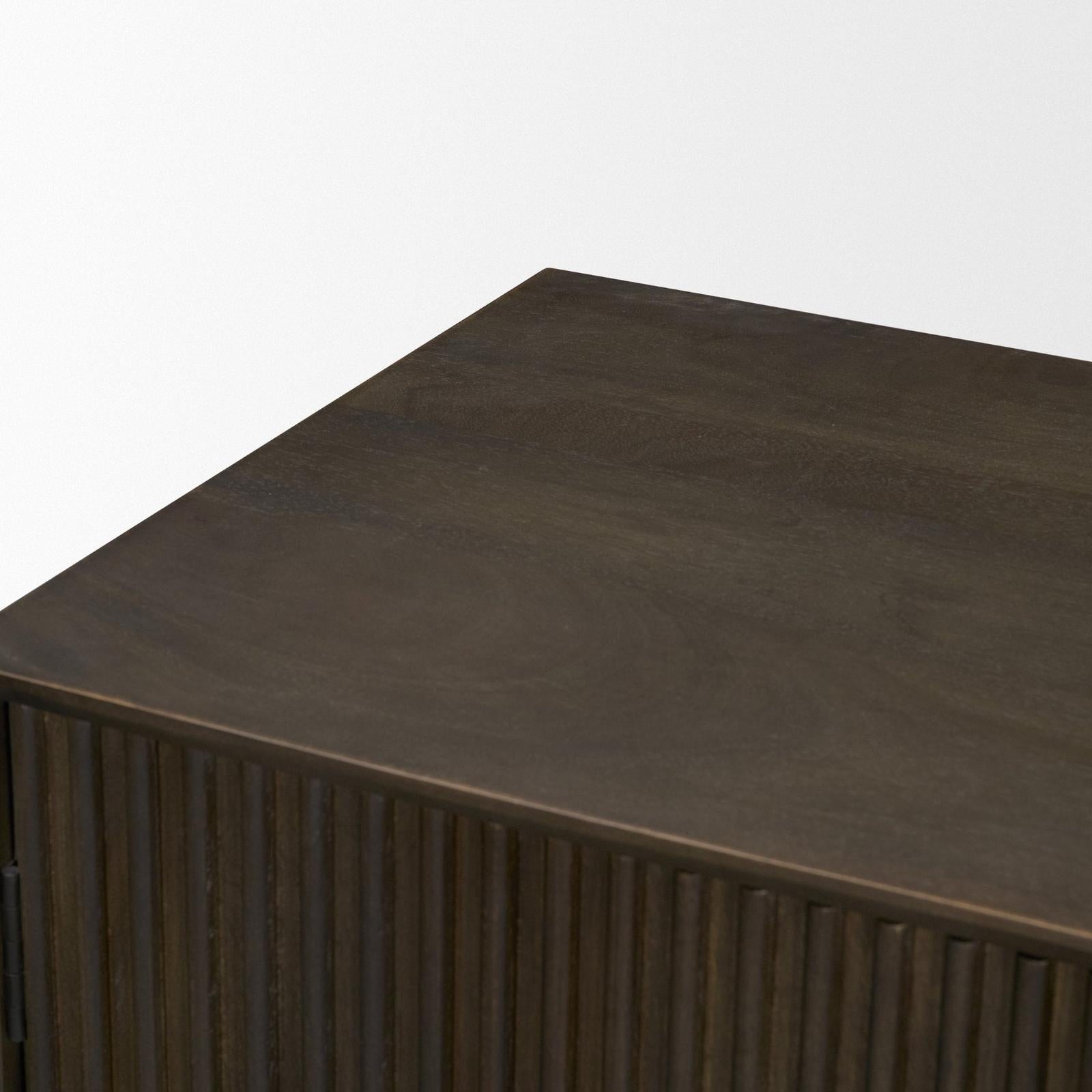 Mercana Cinder Distressed Reeded 2-Door Closed Accent Cabinet