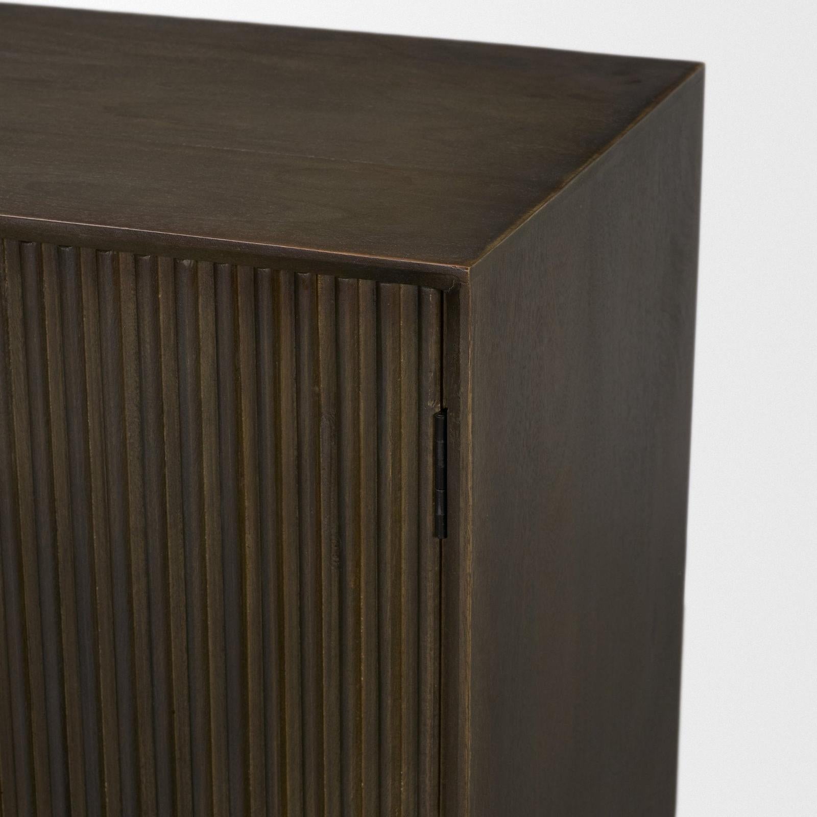 Mercana Cinder Distressed Reeded 2-Door Closed Accent Cabinet