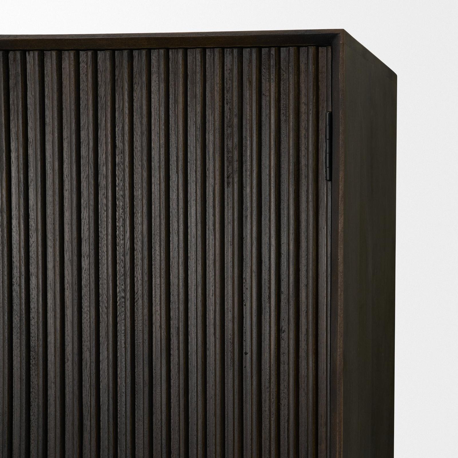 Mercana Cinder Distressed Wood Reeded 2-Door Closed Tall Cabinet