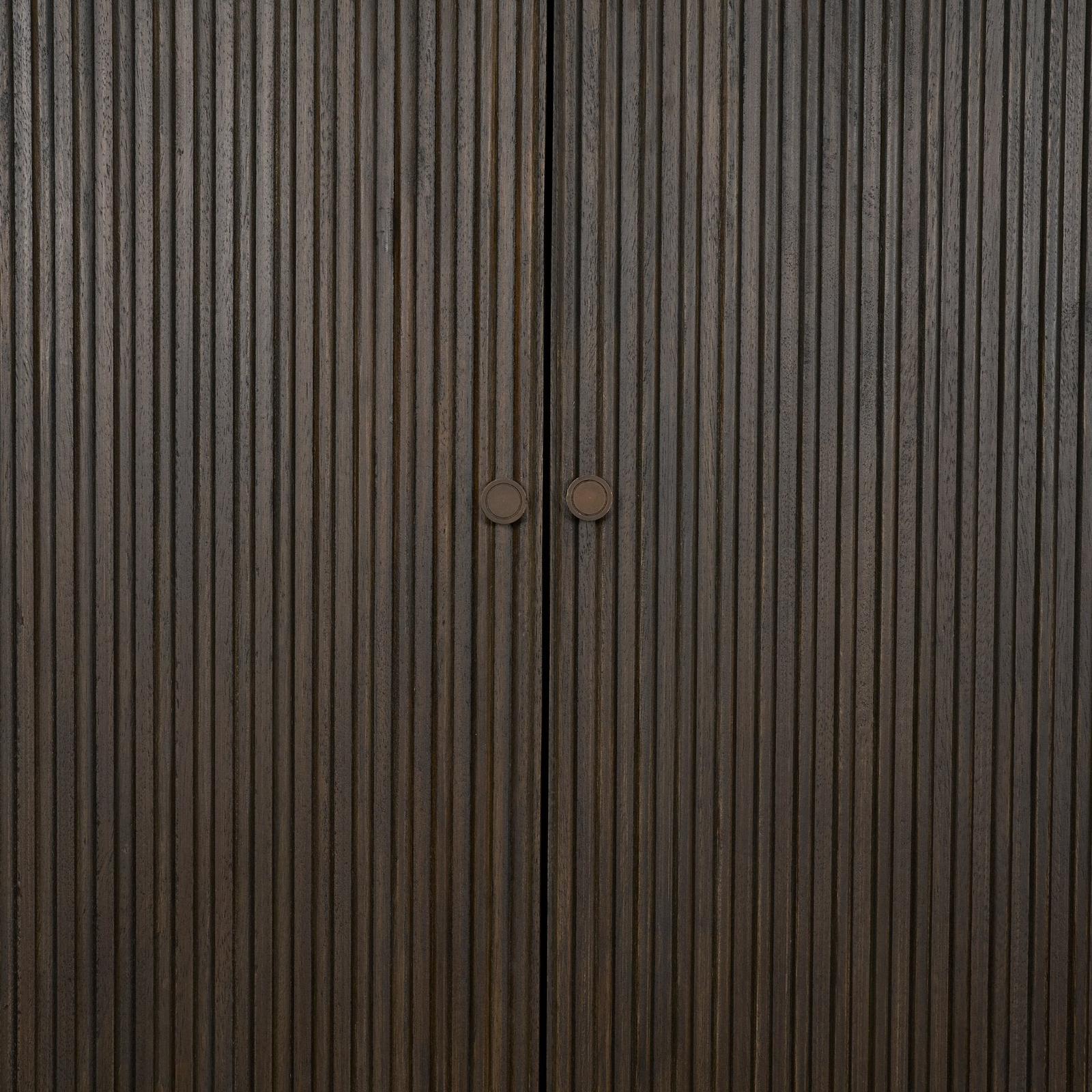 Mercana Cinder Distressed Wood Reeded 2-Door Closed Tall Cabinet