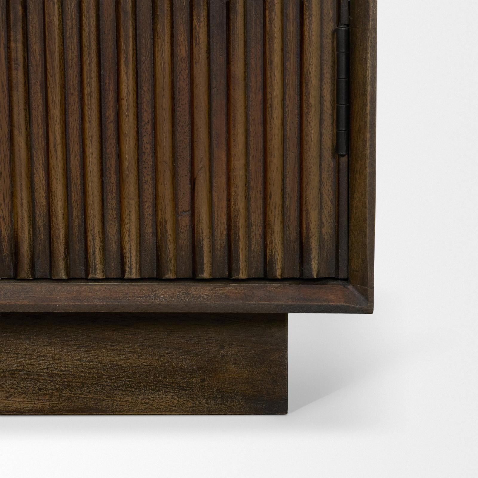 Mercana Cinder Distressed Wood Reeded 2-Door Closed Tall Cabinet