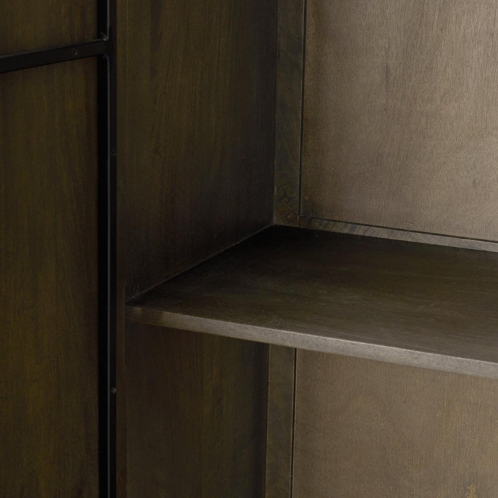 Mercana Cinder Distressed Wood Reeded 2-Door Closed Tall Cabinet