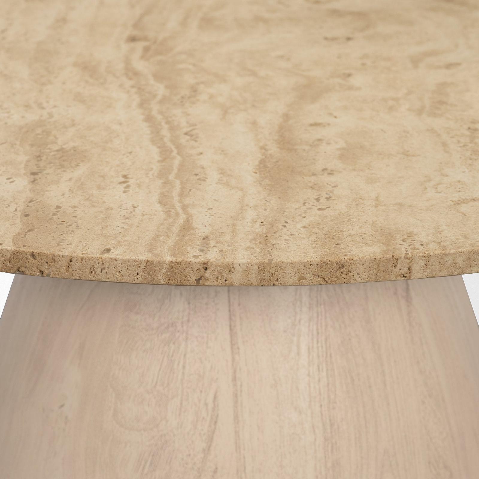Mercana Allyson Light Wood Base w/ Travertine Top Coffee Table