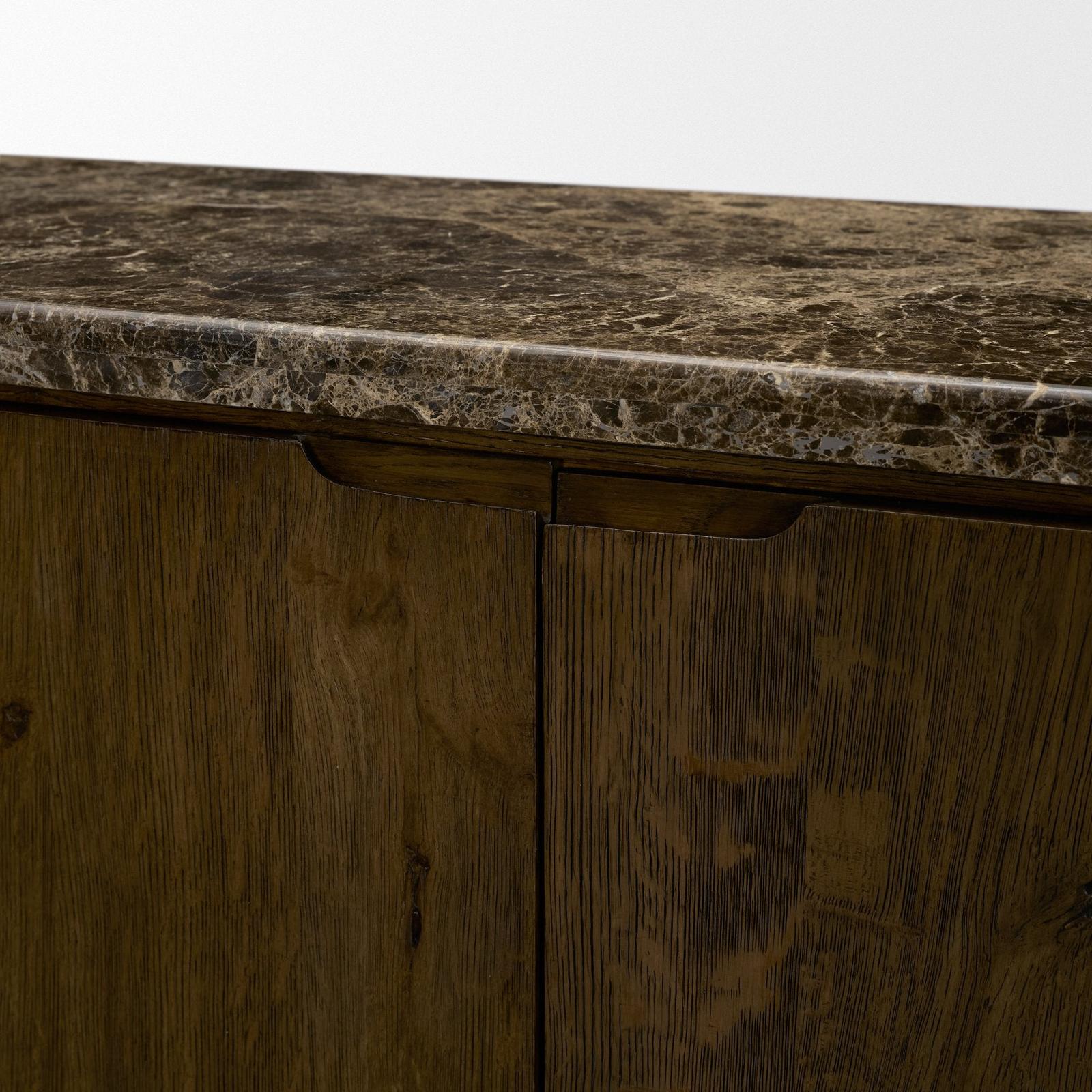 Mercana Kendrix Oak Wood Cappuccino Marble 4 Door Closed Sideboard