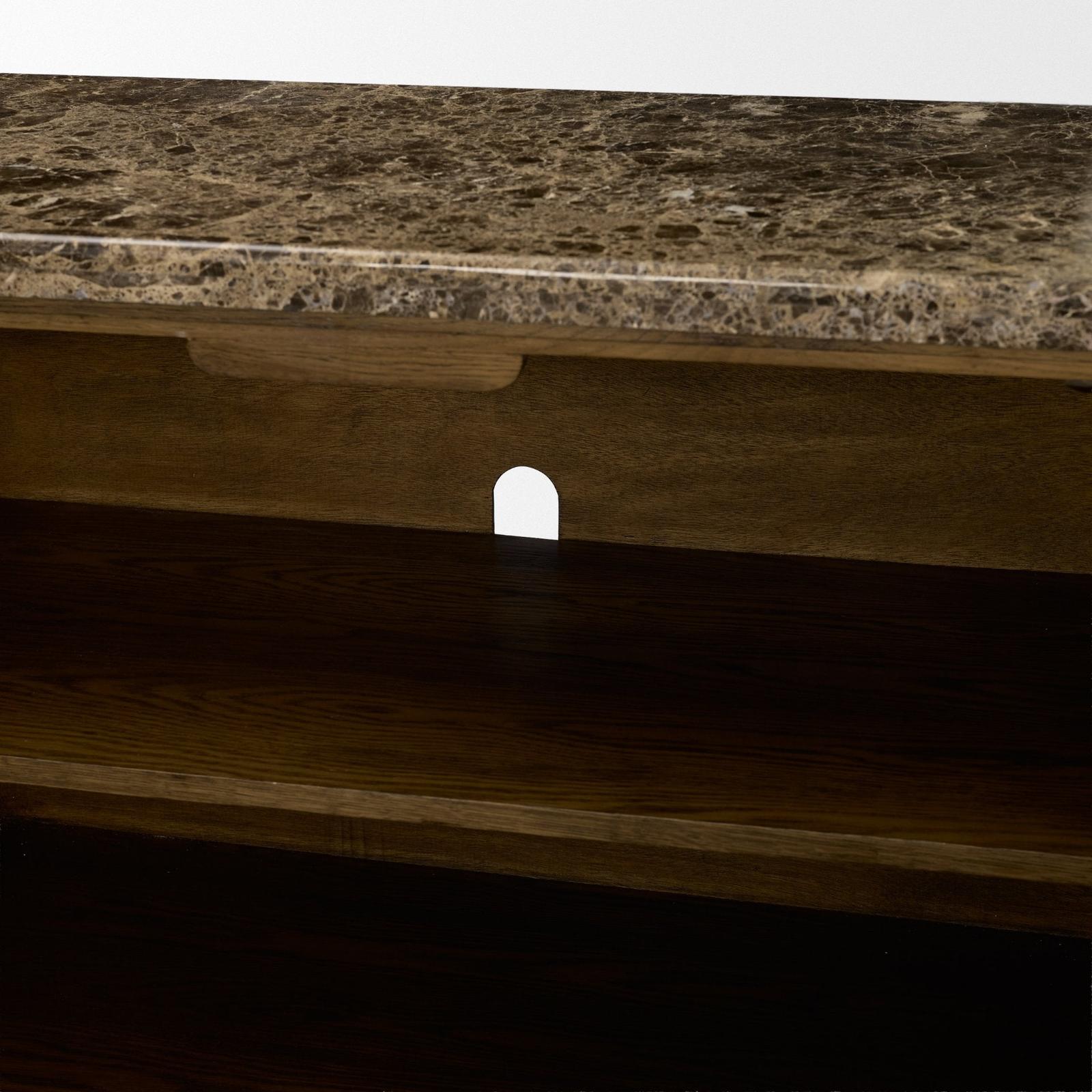 Mercana Kendrix Oak Wood Cappuccino Marble 4 Door Closed Sideboard