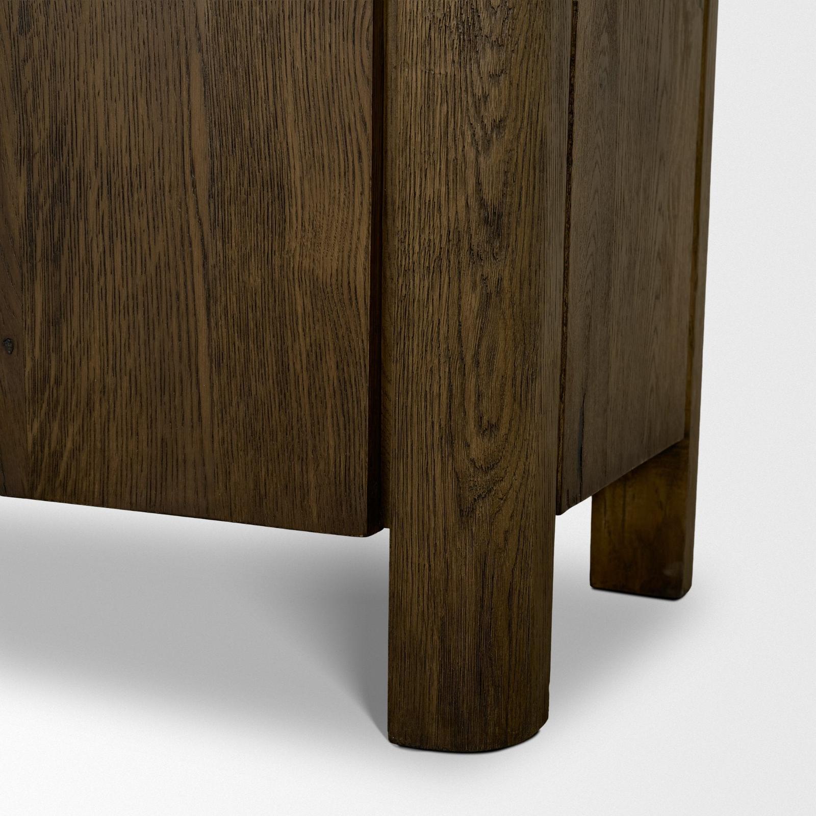 Mercana Kendrix Oak Wood Cappuccino Marble 4 Door Closed Sideboard