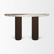 Mercana Marbrello Marble Top  Fluted Wood Half Moon Console Table