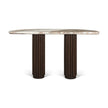 Mercana Marbrello Marble Top  Fluted Wood Half Moon Console Table