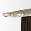Mercana Marbrello Marble Top  Fluted Wood Half Moon Console Table