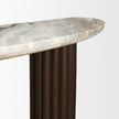 Mercana Marbrello Marble Top  Fluted Wood Half Moon Console Table