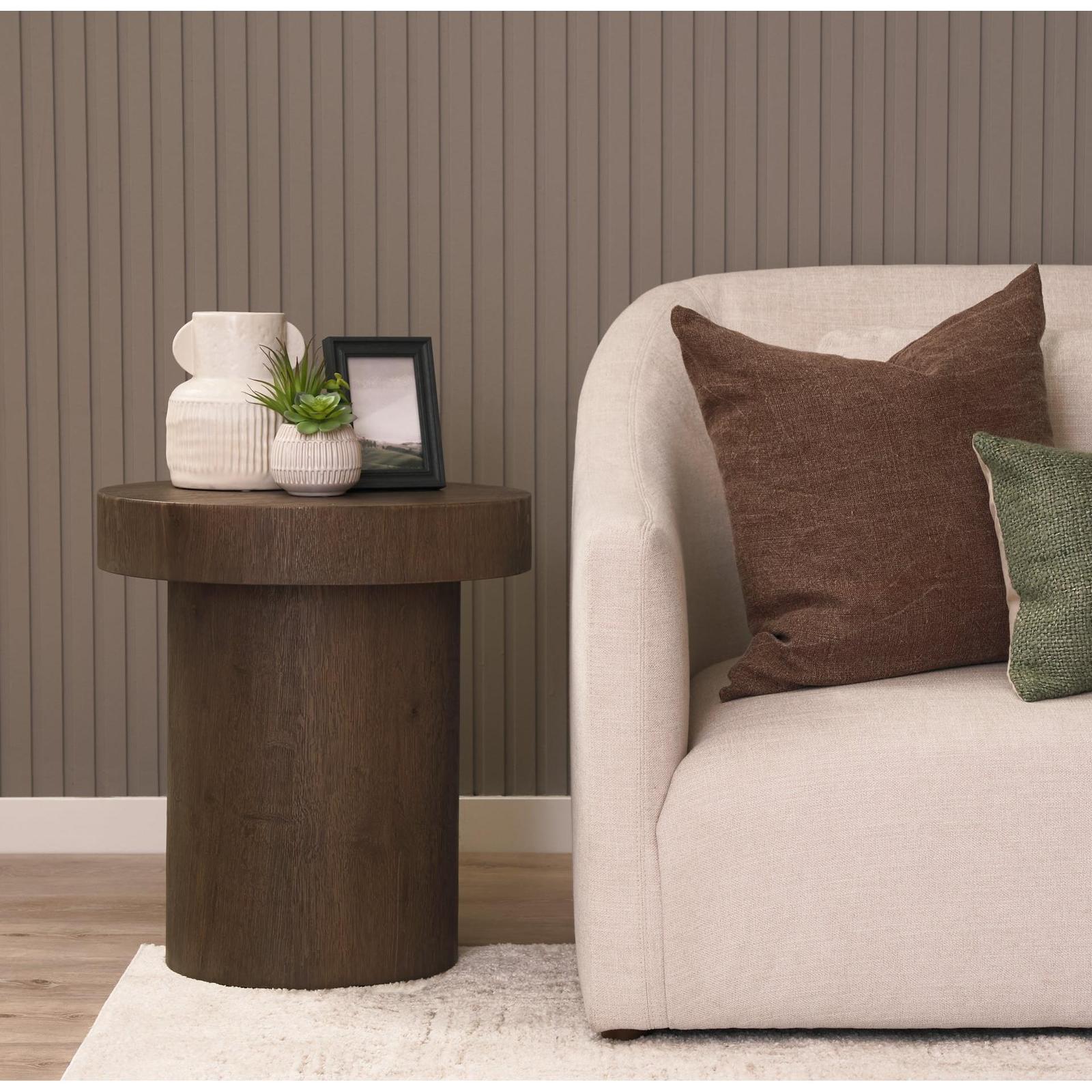 Mercana Lyonne Oak Wood Pedestal Side Tables