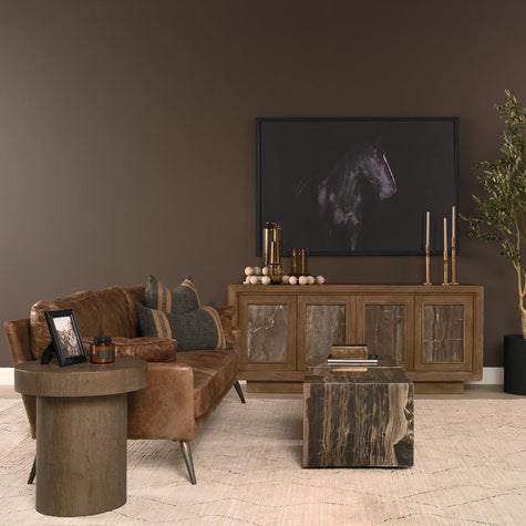 Mercana Valterra Wood w/ Cappuccino Marble 4 Door Sideboard
