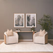 Mercana Milos Travertine Top Oak Wood Console Table