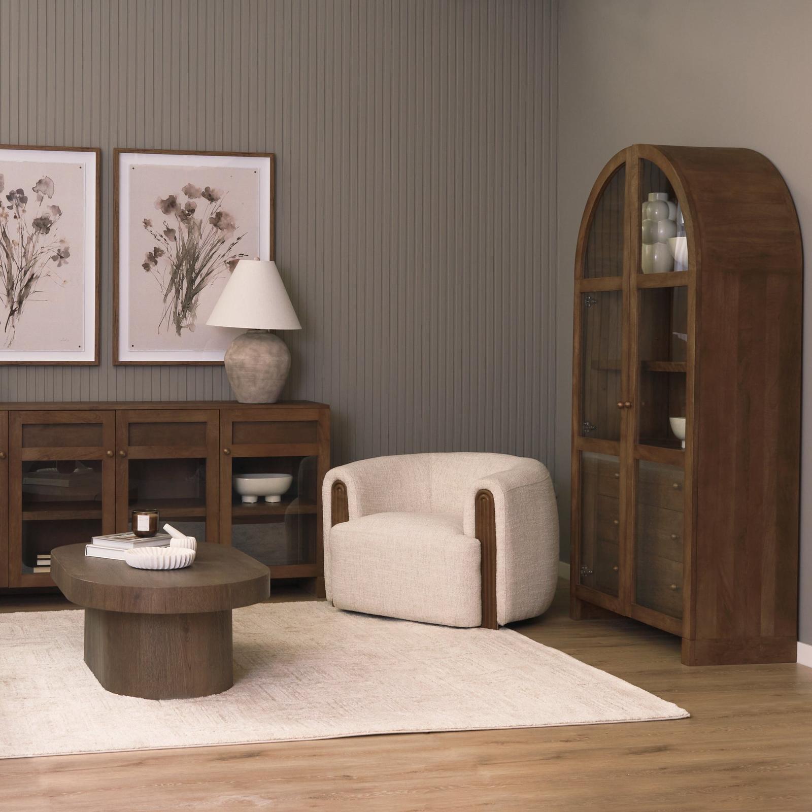 Mercana Kornelia Soft Oatmeal Fabric Barrel Accent Chair