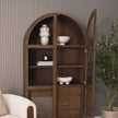 Mercana Suri Wood w/Glass Doors Arched Curio Cabinet