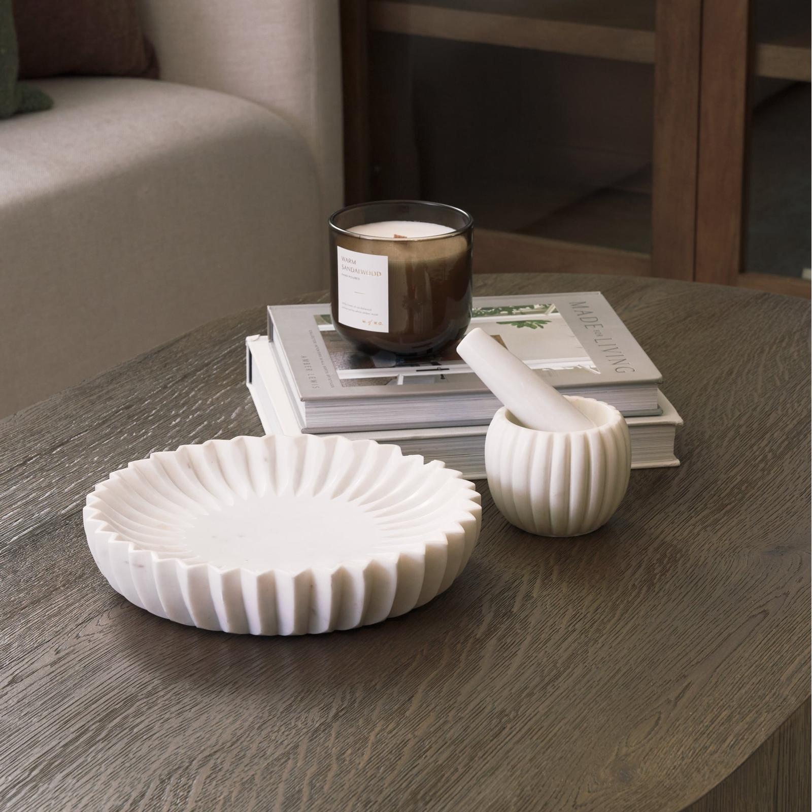 Mercana Fiora Marble Scalloped Decorative Bowl
