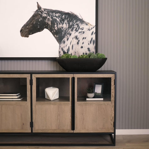Mercana Sloan Wood W/Black Metal Frame Sideboard