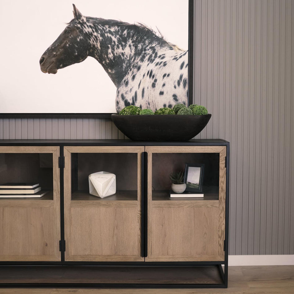 Mercana Sloan Wood W/Black Metal Frame Sideboard