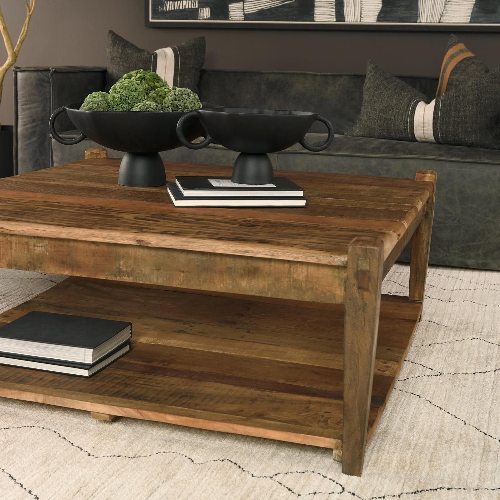 Mercana Ashwick Dark Brown Reclaimed Wood Square Coffee Table
