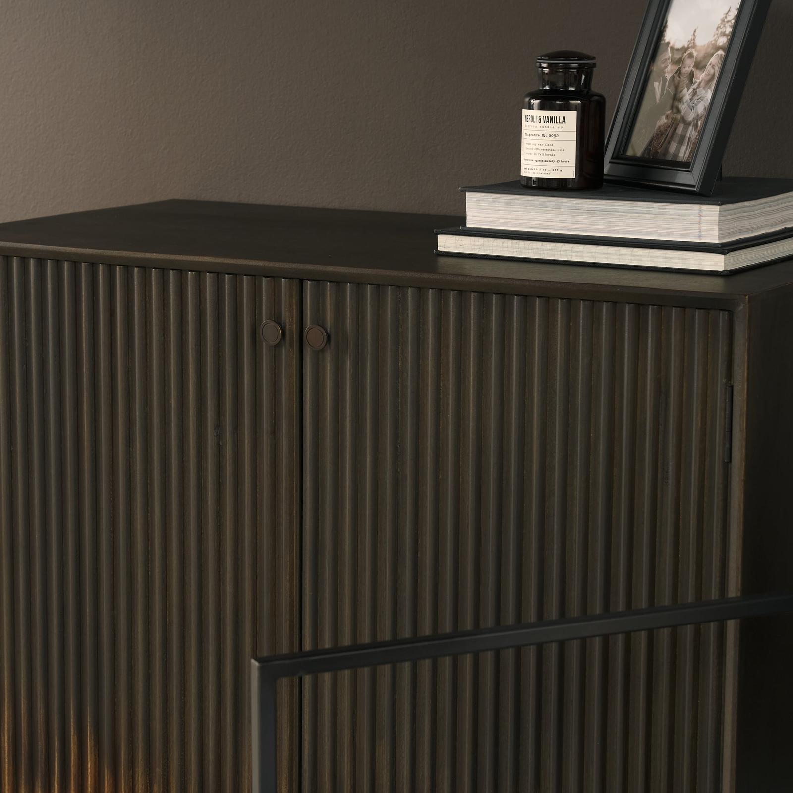 Mercana Cinder Distressed Reeded 2-Door Closed Accent Cabinet