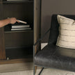 Mercana Cinder Distressed Wood Reeded 2-Door Closed Tall Cabinet