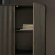 Mercana Cinder Distressed Wood Reeded 2-Door Closed Tall Cabinet