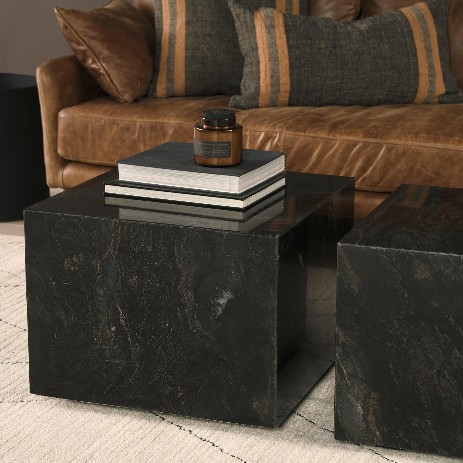Mercana Quadra Solid Black Marble Square Coffee Table