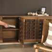 Mercana Wexlan Solid Wood w/ Leather Weave 4 Door Closed Sideboard