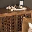 Mercana Wexlan Solid Wood w/ Leather Weave 4 Door Closed Sideboard
