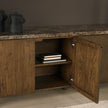Mercana Kendrix Oak Wood Cappuccino Marble 4 Door Closed Sideboard