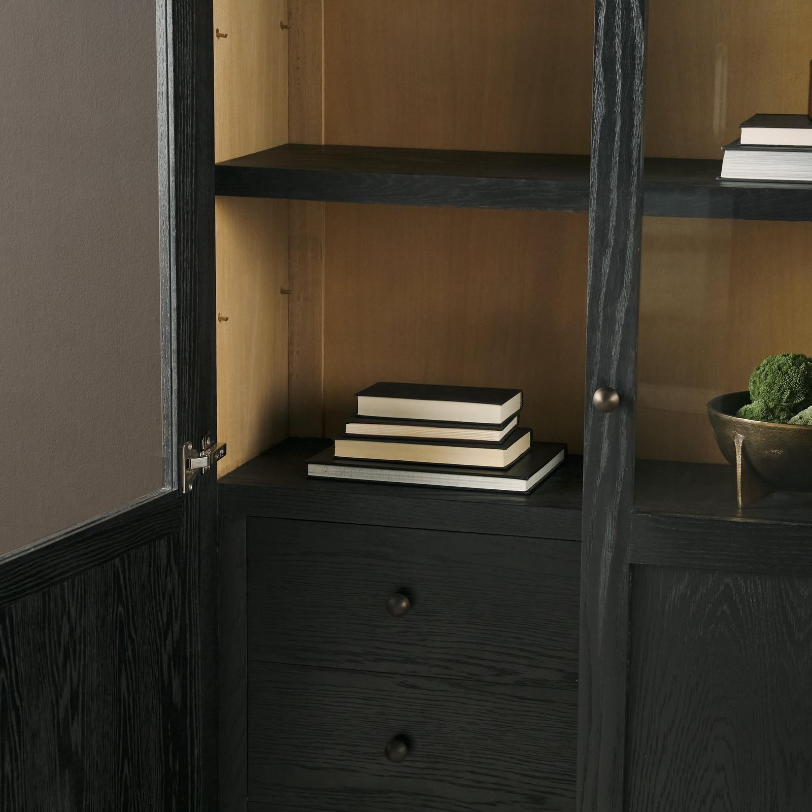 Mercana Henry Oak Wood w/ Glass Doors Curio Cabinet