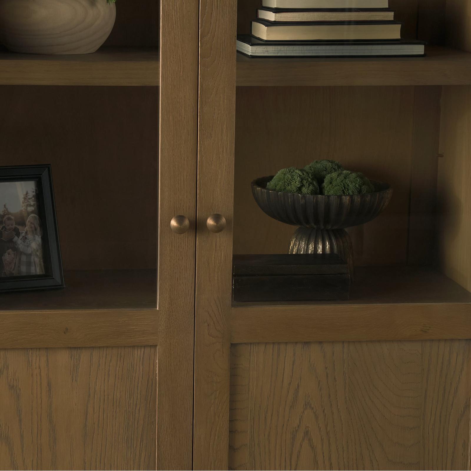 Mercana Henry Oak Wood w/ Glass Doors Curio Cabinet