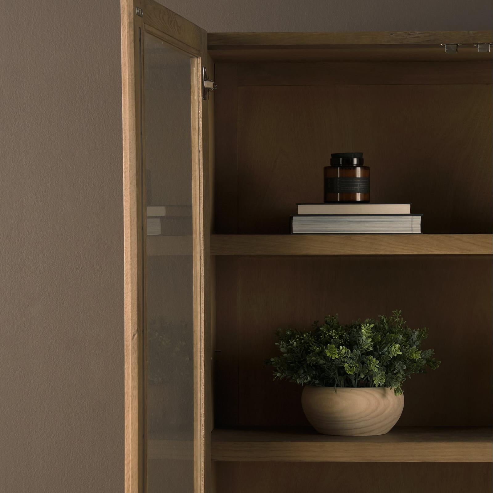 Mercana Henry Oak Wood w/ Glass Doors Curio Cabinet