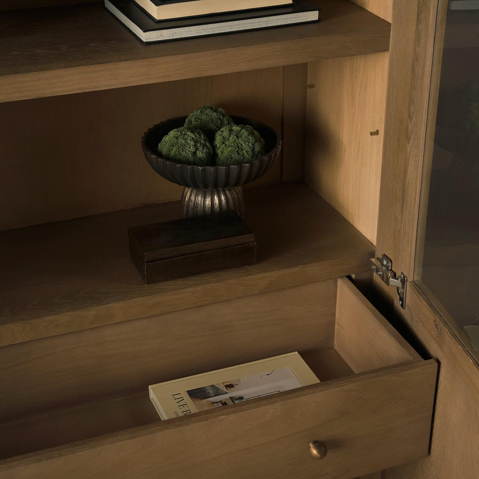Mercana Henry Oak Wood w/ Glass Doors Curio Cabinet