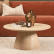 Mercana Allyson Light Wood Base w/ Travertine Top Coffee Table