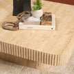Mercana Tavora Ribbed Square Travertine Coffee Table