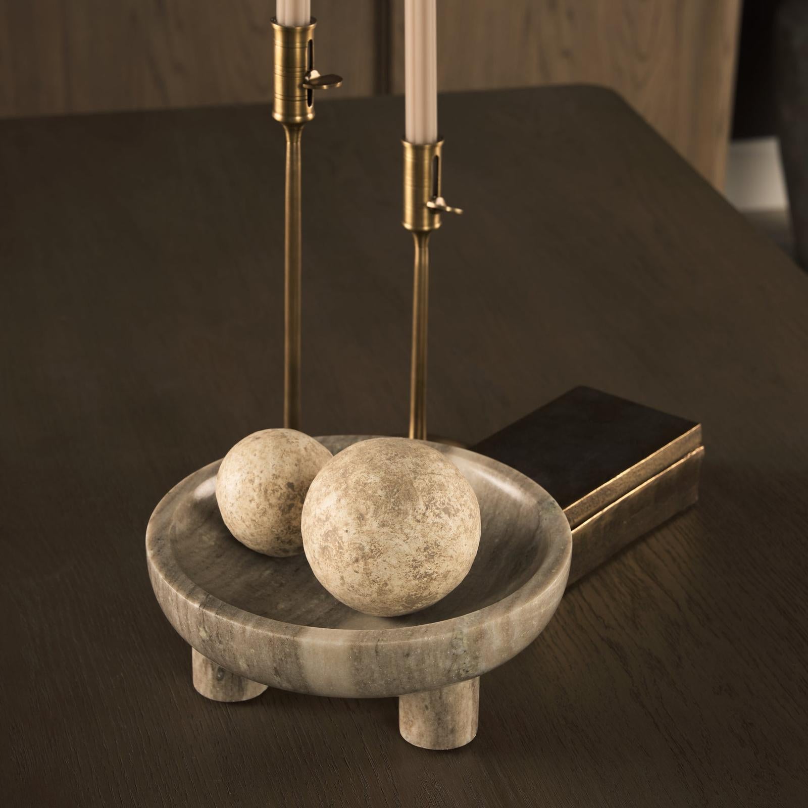 Mercana Vasca Gray Marble Decorative Pedestal Bowl
