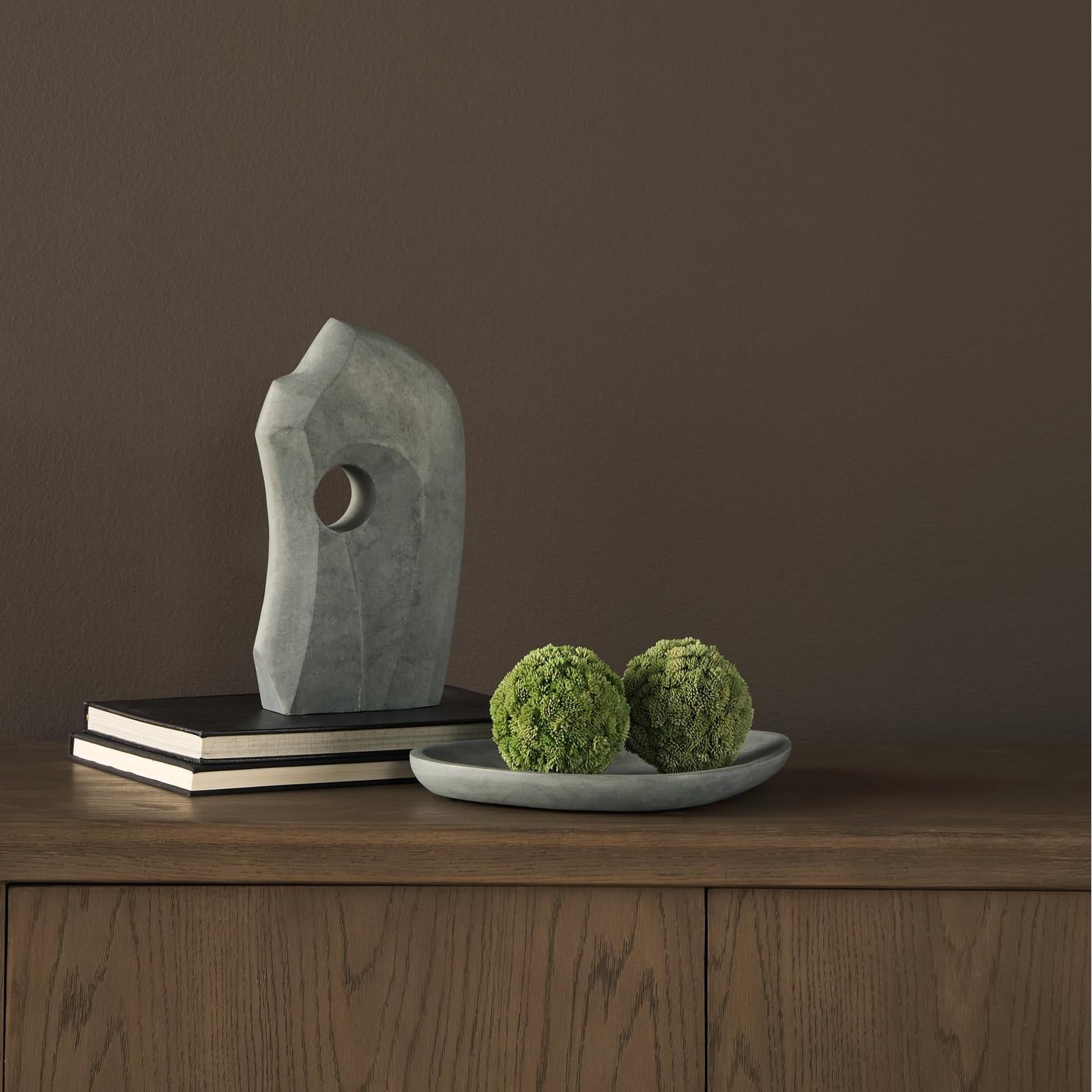 Mercana Tria Rounded Triangular Grey Marble Decorative Tray