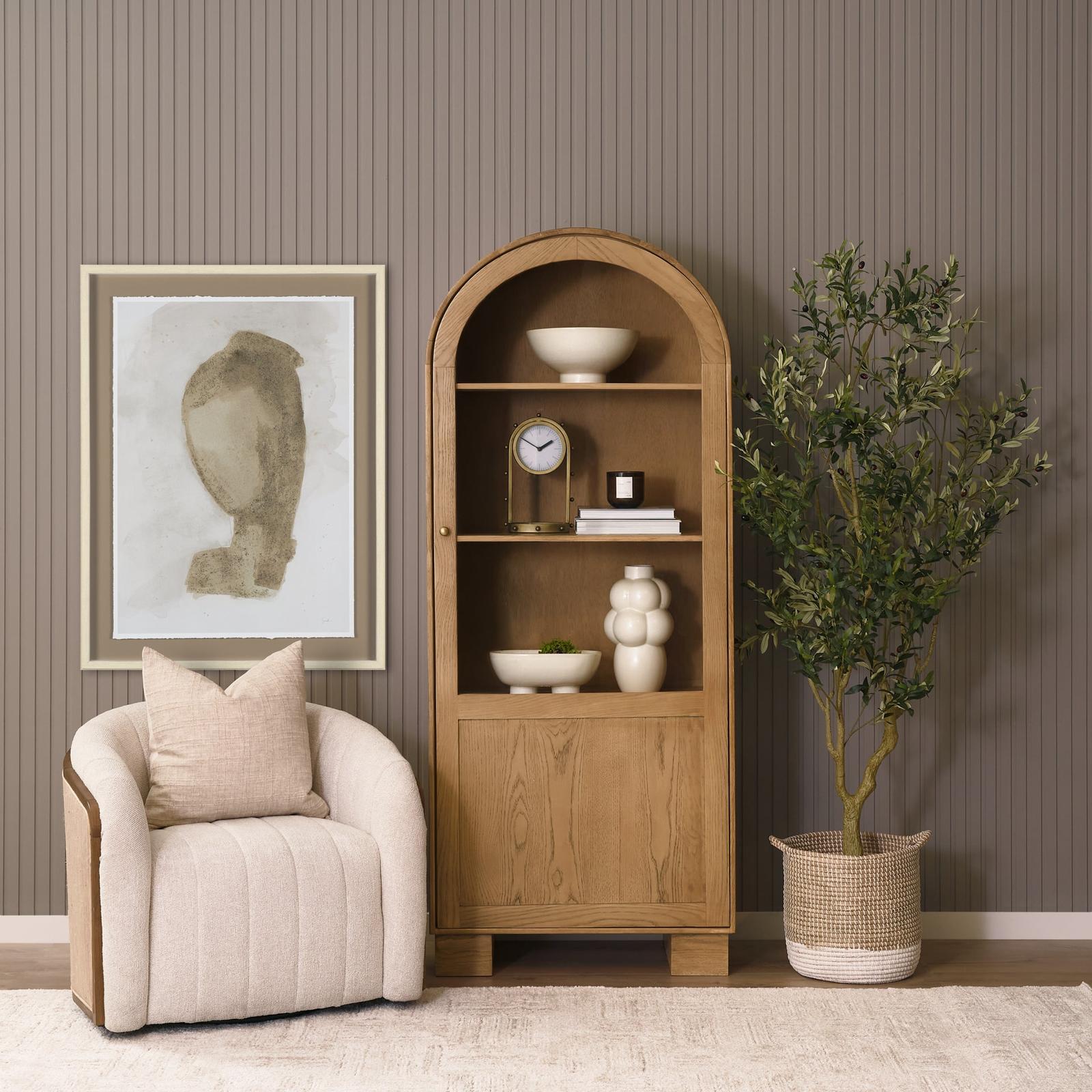 Mercana Hawthorne Solid Oak Wood w/ Glass Curio Cabinet