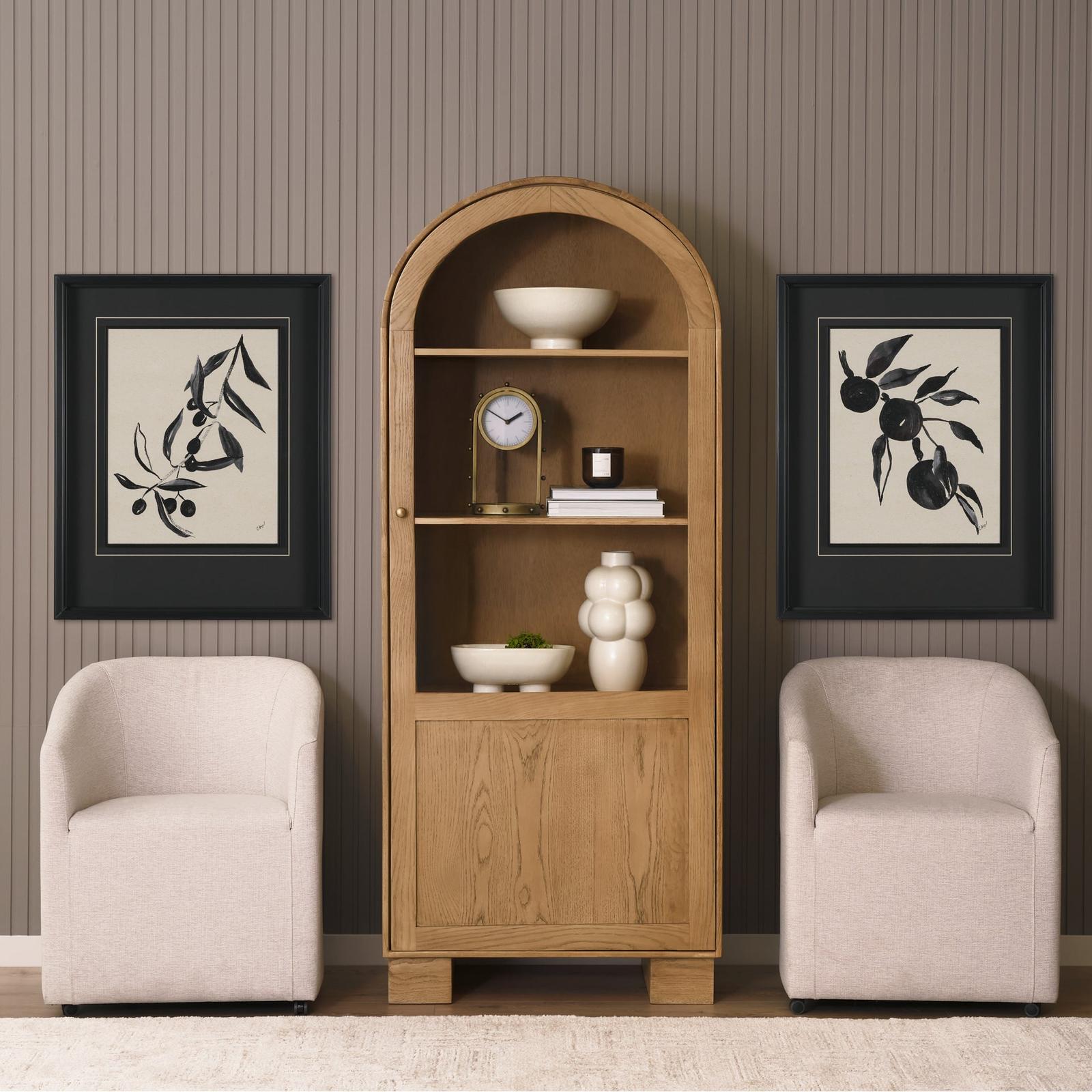 Mercana Hawthorne Solid Oak Wood w/ Glass Curio Cabinet