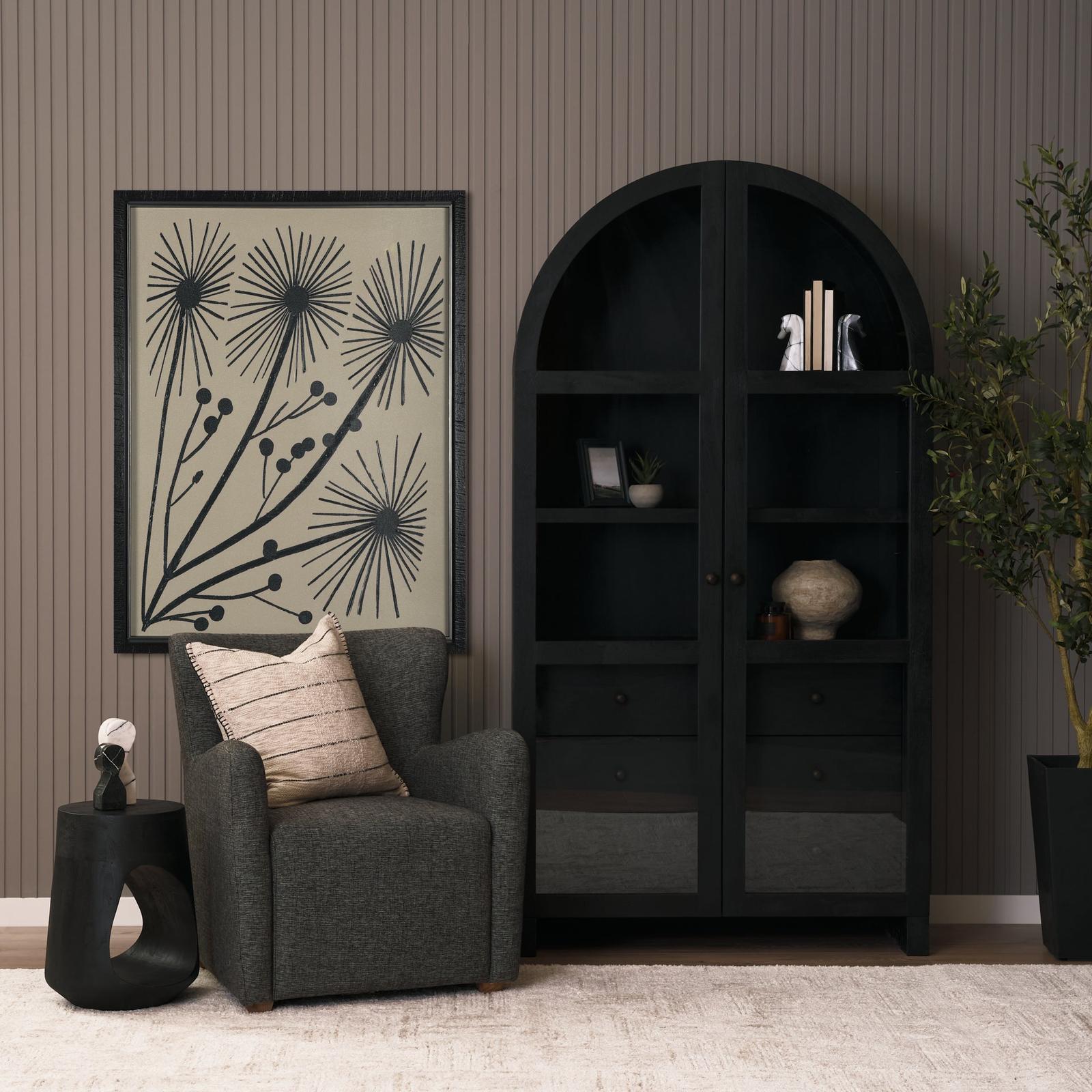 Mercana Suri Wood w/Glass Doors Arched Curio Cabinet